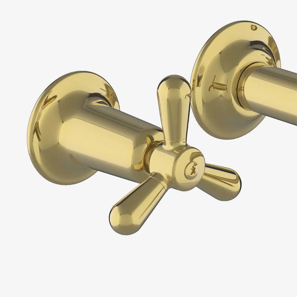 Riverun Wall Mounted Lavatory Faucet with Tri-Spoke Handles