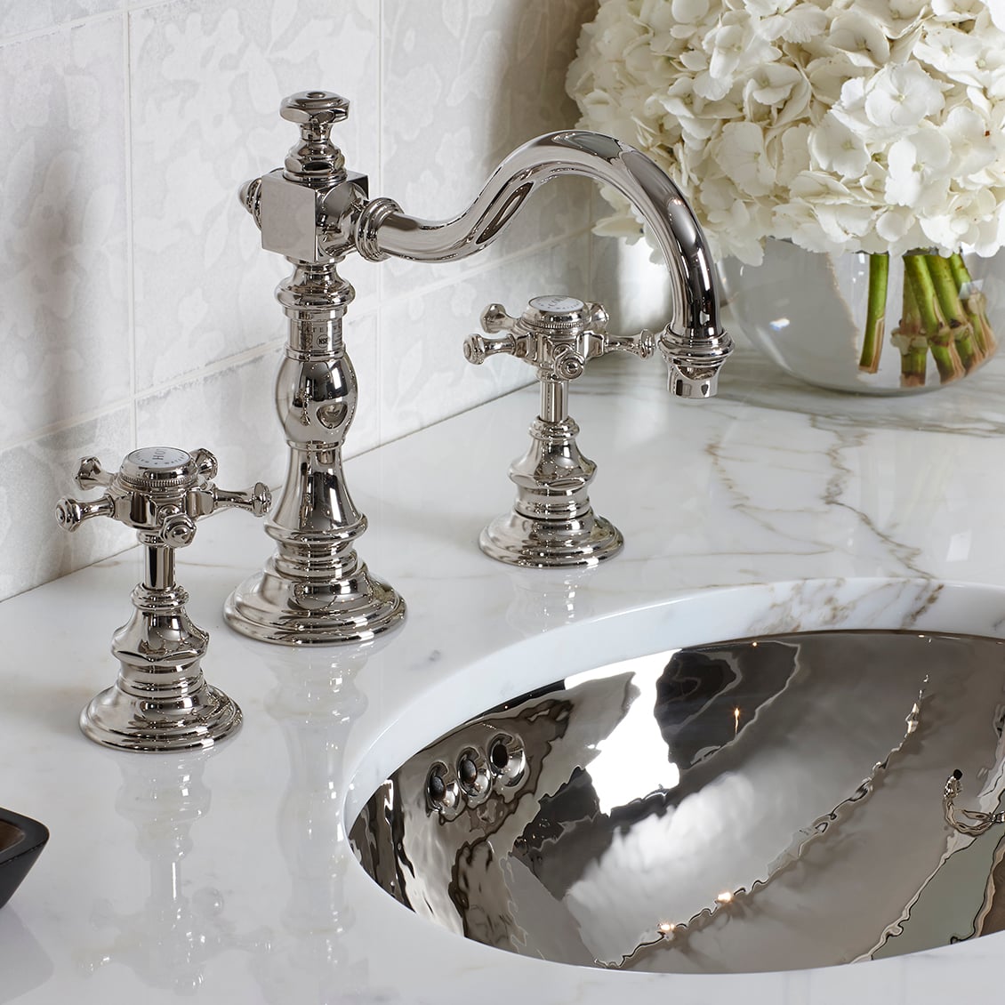 Discover Julia Deck Mounted Marquee Lavatory Faucet with Metal