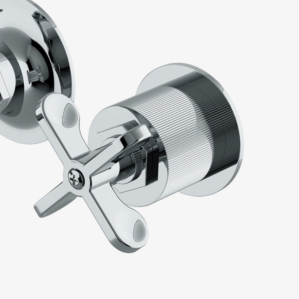 Henry Wall Mounted Lavatory Faucet with Coin Edge Cross Handles