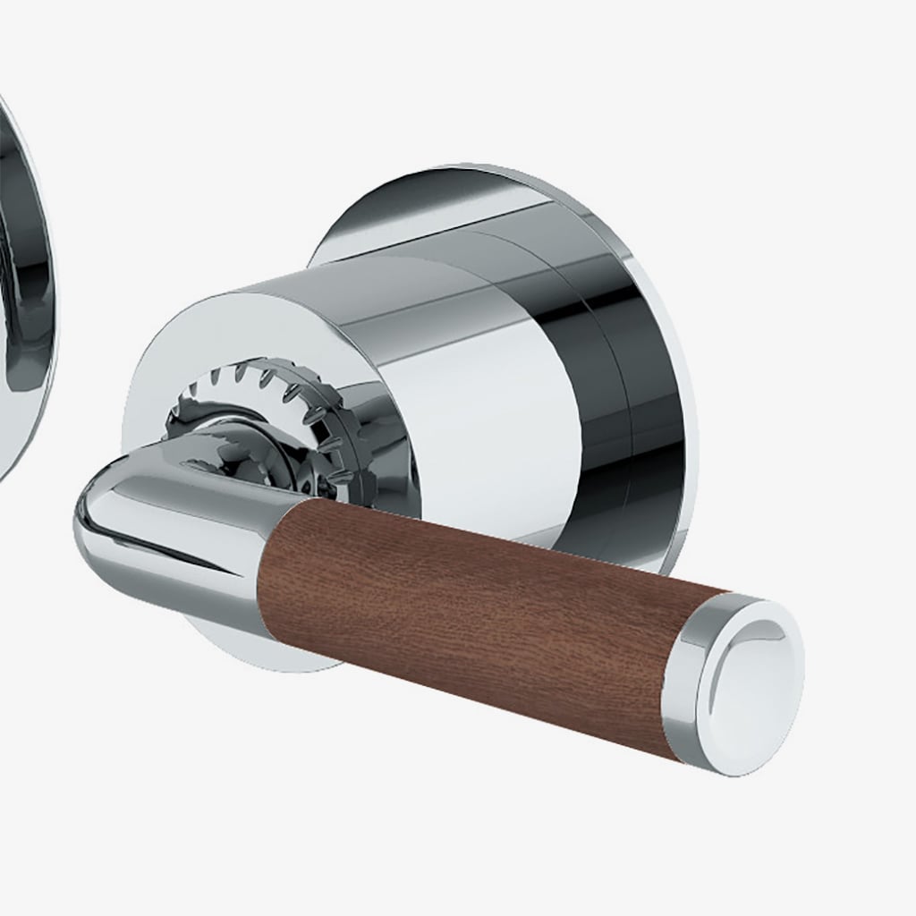 Henry Chronos Wall Mounted Lavatory Faucet with Walnut Lever Handles