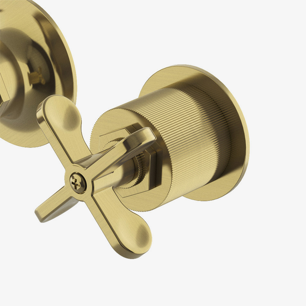 Henry Wall Mounted Lavatory Faucet with Coin Edge Cross Handles