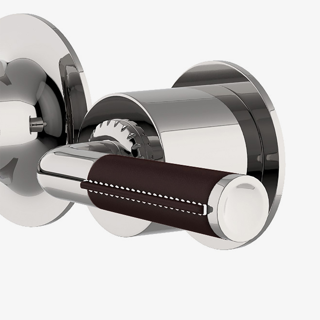 Henry Chronos Wall Mounted Lavatory Faucet with Leather Lever Handles