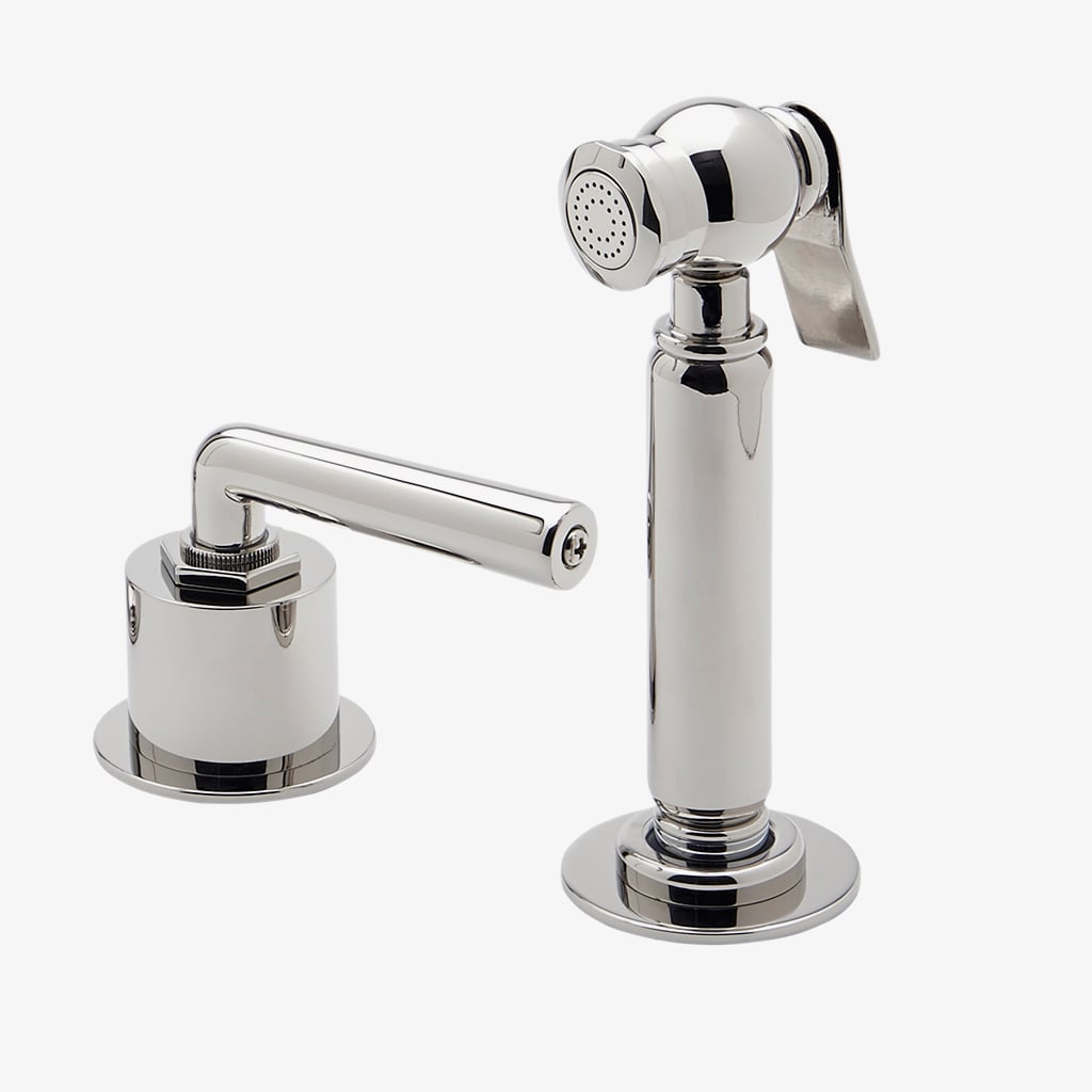 Henry Three Hole Gooseneck Kitchen Faucet with Lever Handles and Spray