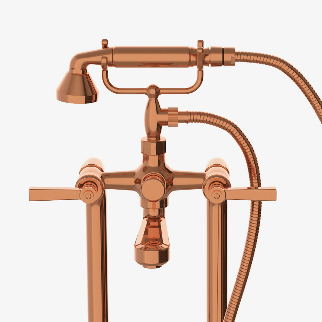 Discover Aero Floor Mounted Exposed Tub Filler with Metal