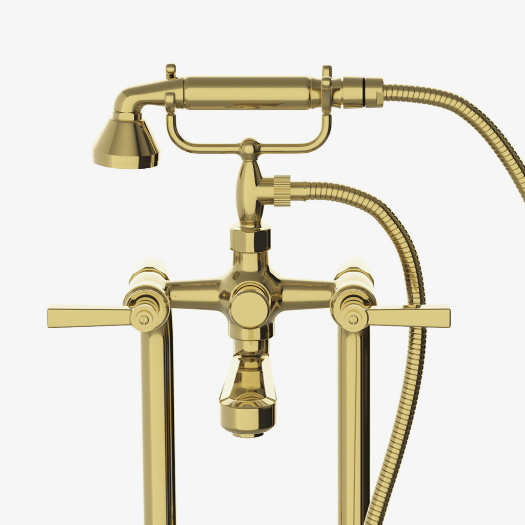Discover Aero Floor Mounted Exposed Tub Filler with Metal