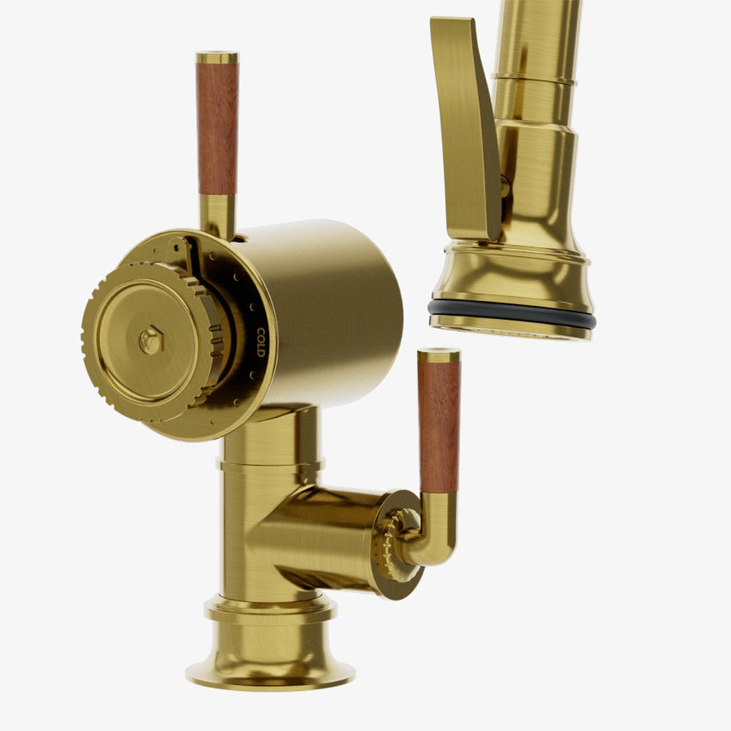Henry Chronos Double Gooseneck Integrated Pull Spray Kitchen