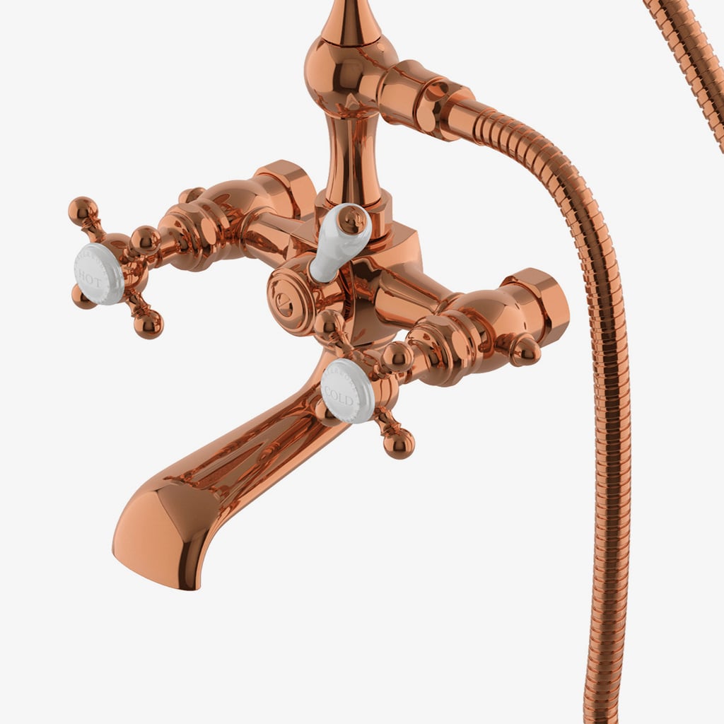 Discover Julia Exposed Tub Filler with Handshower and White