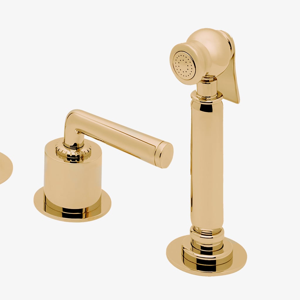 Henry Chronos Gooseneck Kitchen Faucet with Lever Handles and Spray