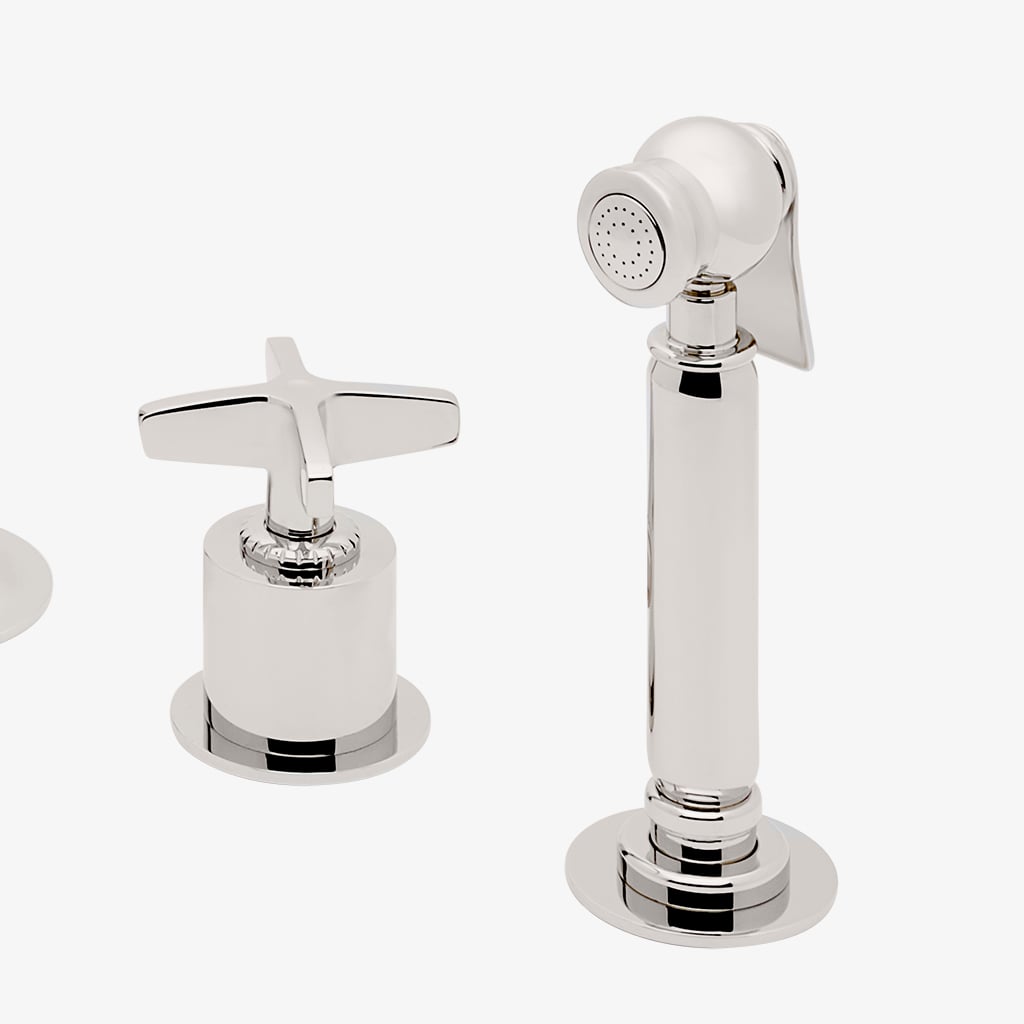 Henry Chronos Gooseneck Kitchen Faucet with Cross Handles and Spray