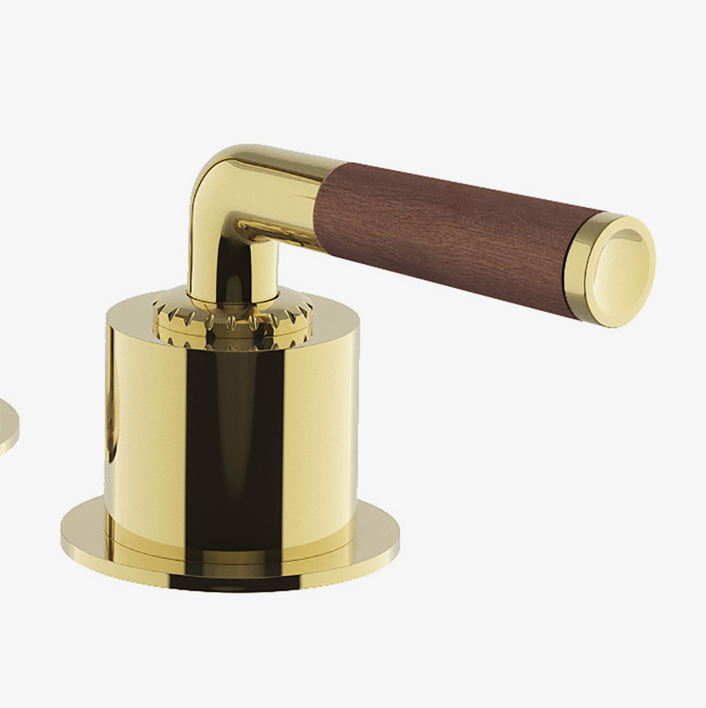 Henry Chronos Gooseneck Lavatory Faucet with Walnut Lever Handles