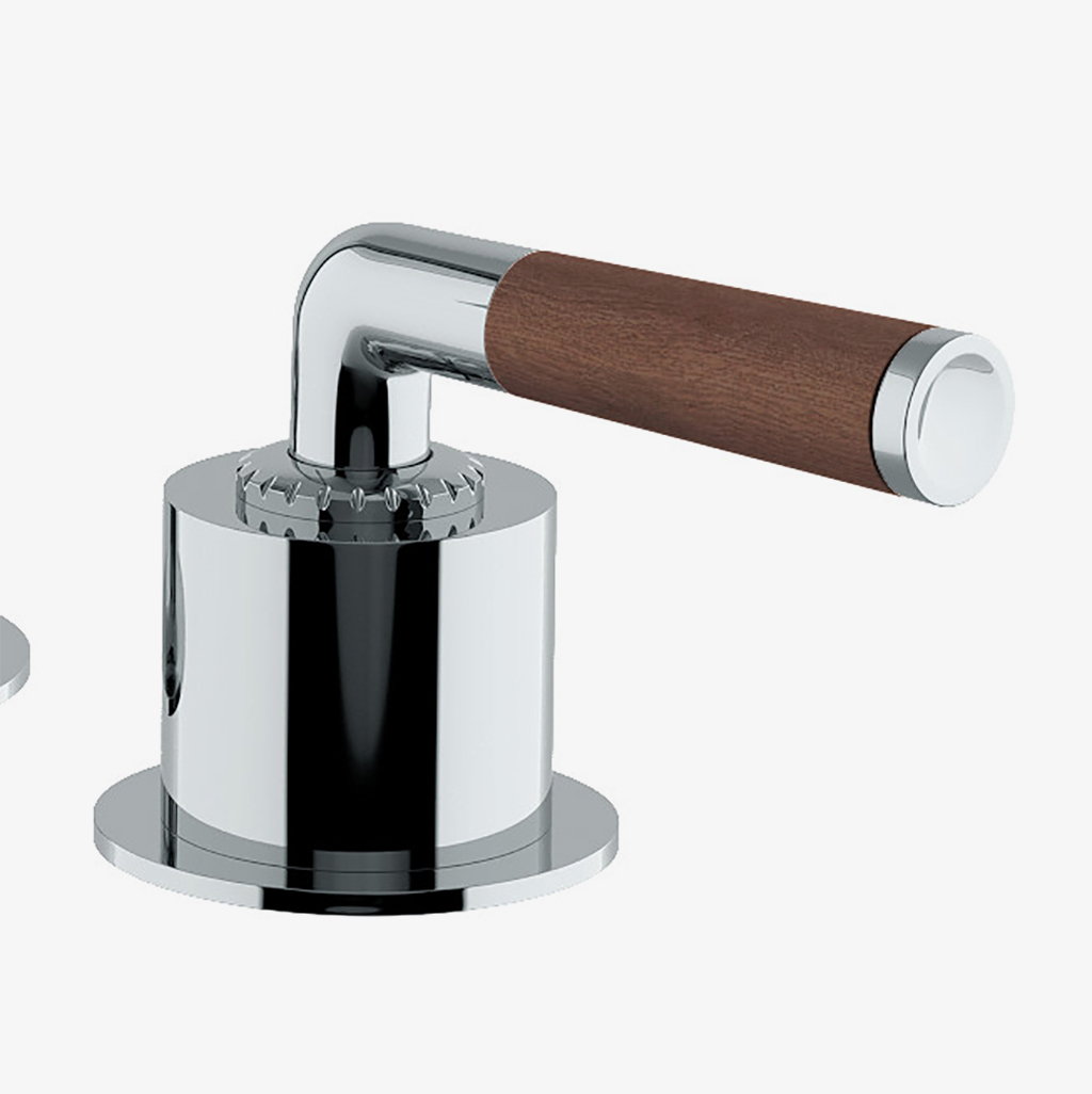 Henry Chronos Gooseneck Lavatory Faucet with Walnut Lever Handles