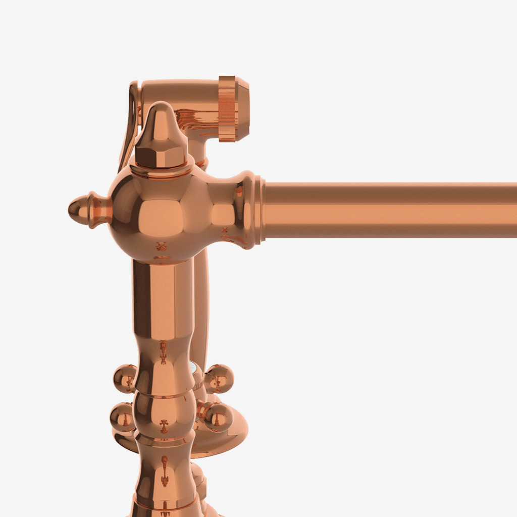 Discover Julia Three Hole High Profile Kitchen Faucet, Metal Cross