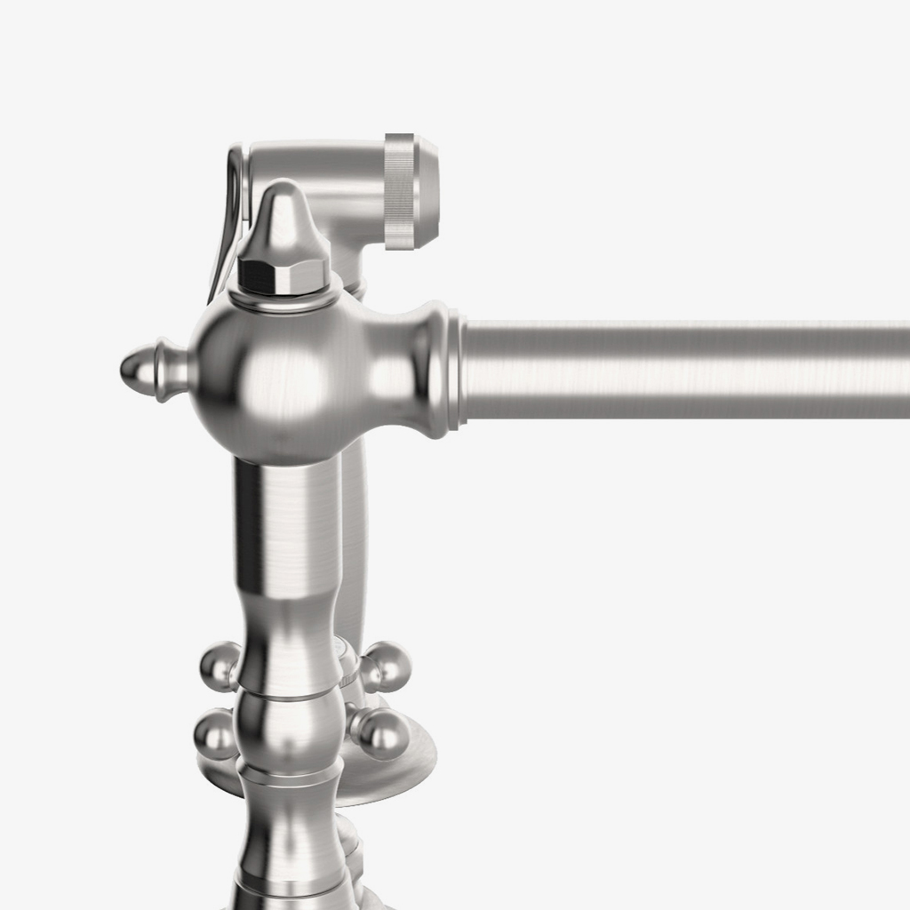 Discover Julia Three Hole High Profile Kitchen Faucet, Metal Cross