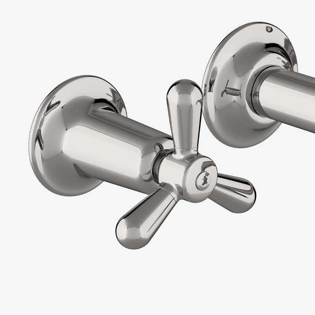 Riverun Wall Mounted Lavatory Faucet with Tri-Spoke Handles