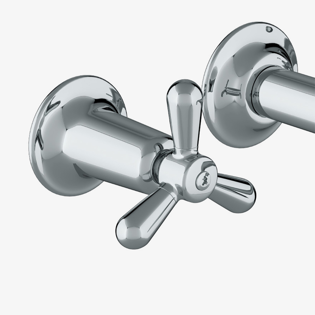 Riverun Wall Mounted Lavatory Faucet with Tri-Spoke Handles